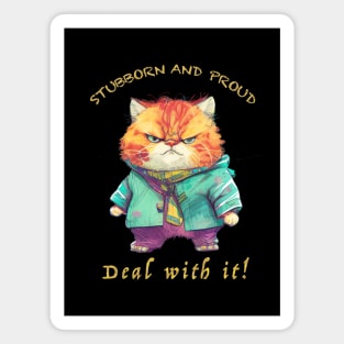 Cat Stubborn Deal With It Cute Adorable Funny Quote Magnet